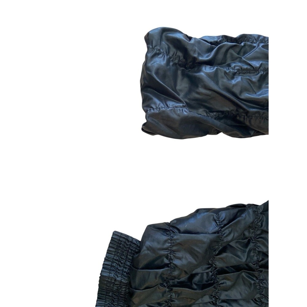 Vintage Changing Scene Unisex Black Nylon Bomber Jacket Size L Ruched 80s - Picture 9 of 10